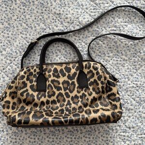 Leopard Print Women's Bag with Black Accents